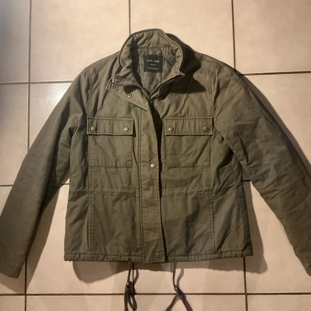 Love Tree Quilted Khaki Jacket